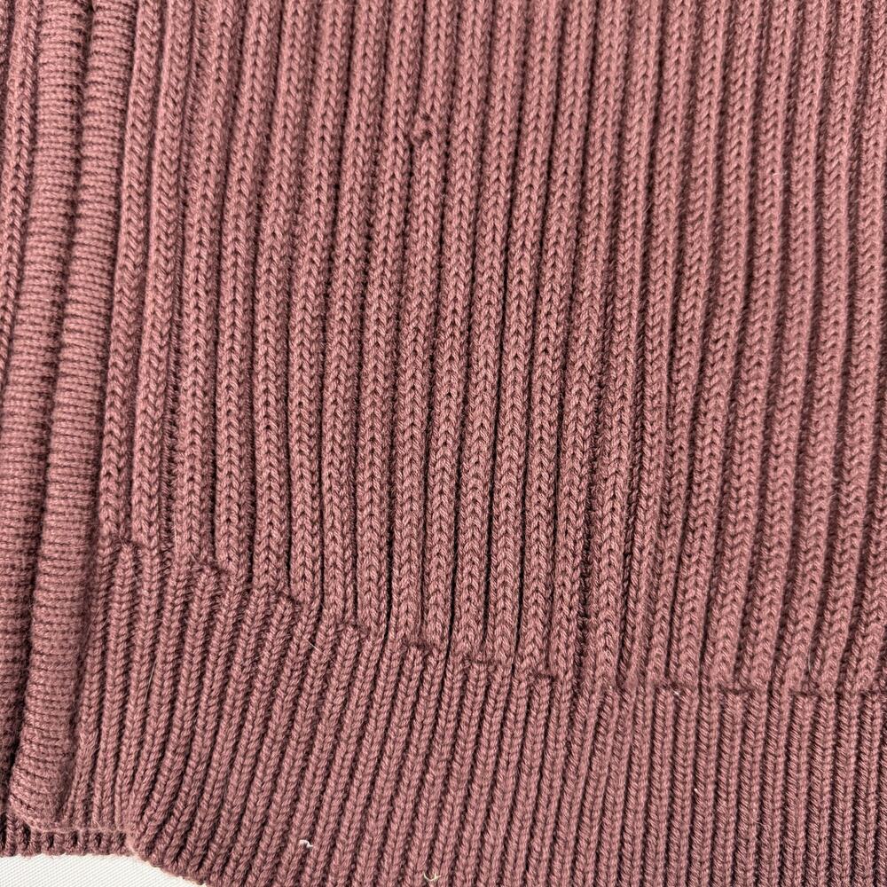 L.L. Bean Ribbed Cotton Full Zip Mock Neck Sweater XL Tall Burgundy Cardigan - Picture 4 of 8